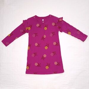 Tea Collection 100% cotton pink floral long sleeve ruffle dress size 6 girls